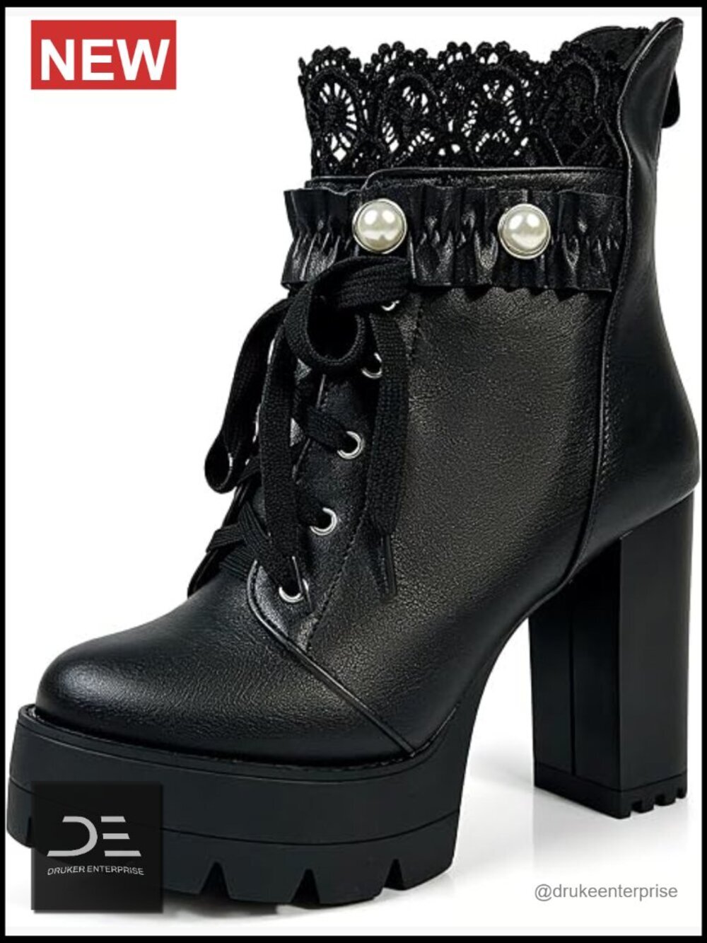 Platform Chunky Heel Ankle Boots Lace Up Zip Gothic Punk Booties